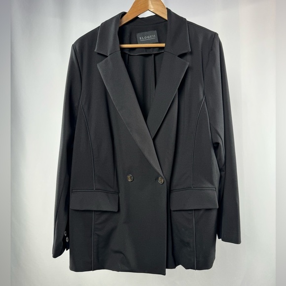 Eloquii Double Breasted Ponte Blazer in Black Size 18 - Picture 1 of 4